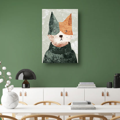 Minimalistisch portret van hond met trui acrylglas