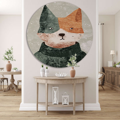 Minimalistisch portret van hond met trui aluminium muurcirkel