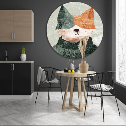 Minimalistisch portret van hond met trui aluminium muurcirkel