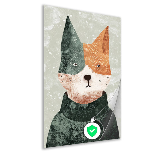 Minimalistisch portret van hond met trui poster