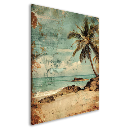 Vergane Tropische Kust met Palmboom canvas