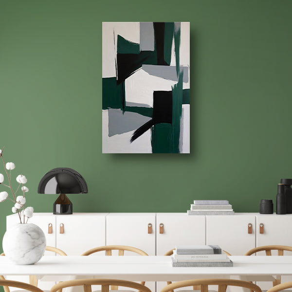 Contrasten van Groen en Zwart in Minimalisme poster