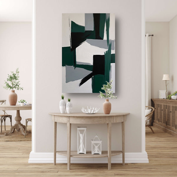 Contrasten van Groen en Zwart in Minimalisme poster