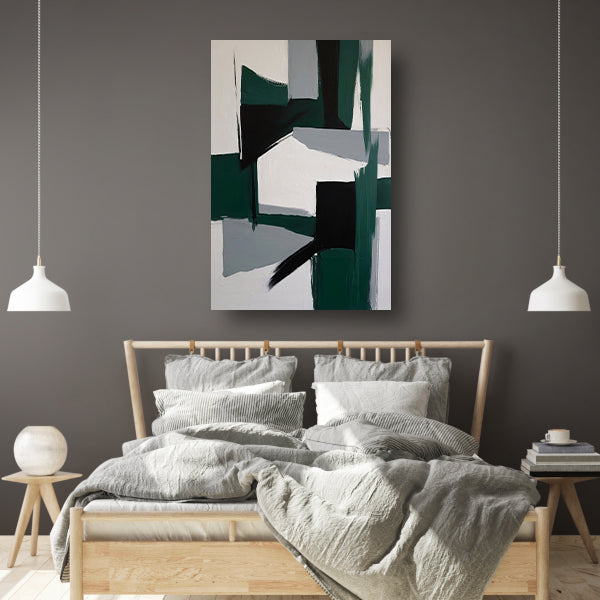 Contrasten van Groen en Zwart in Minimalisme poster