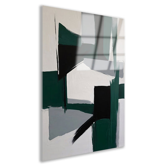 Contrasten van Groen en Zwart in Minimalisme Acrylglas