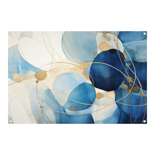 Abstracte Blauw en Goud Waterverf tuinposter