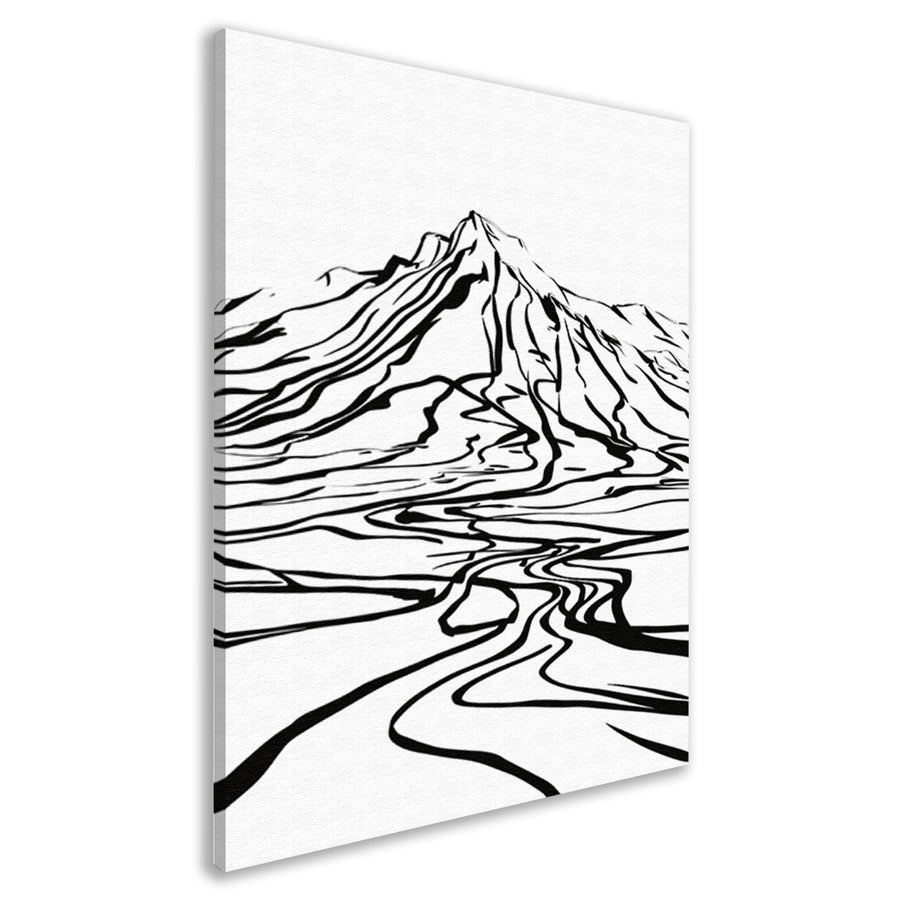 Abstracte berglijnen en kronkelende rivier canvas