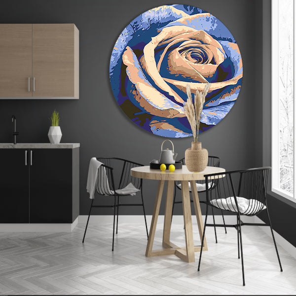 Abstracte digitale kunst van een roos aluminium muurcirkel