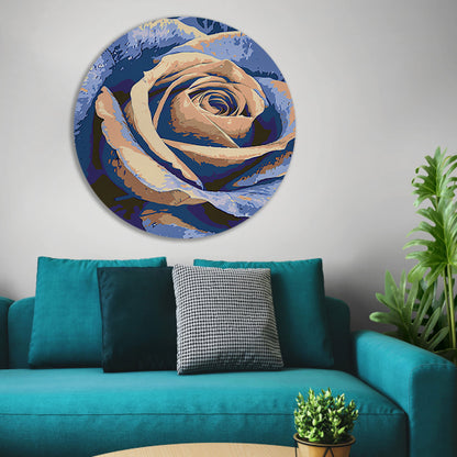 Abstracte digitale kunst van een roos aluminium muurcirkel