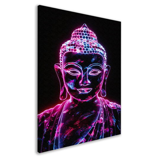 Neon Boeddha met levendige kleuren canvas