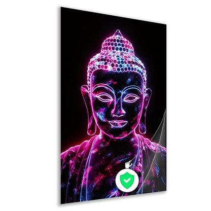 Neon Boeddha met levendige kleuren poster