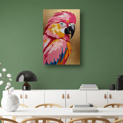 Levendige Papegaai met Gouden Textuur Achtergrond canvas