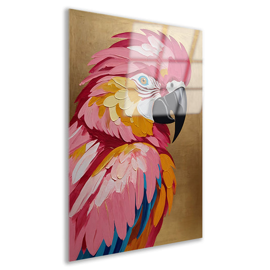 Levendige Papegaai met Gouden Textuur Achtergrond Acrylglas