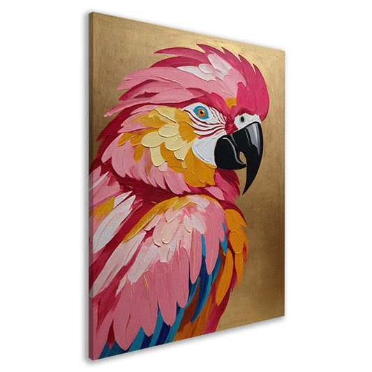 Levendige Papegaai met Gouden Textuur Achtergrond canvas