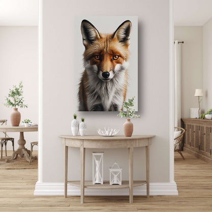 Intens Blikkende Vos in Gedetailleerd Portret canvas