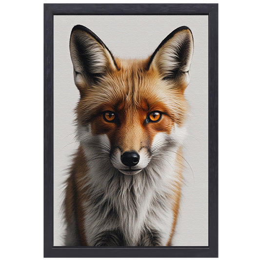 Intens Blikkende Vos in Gedetailleerd Portret canvas met baklijst
