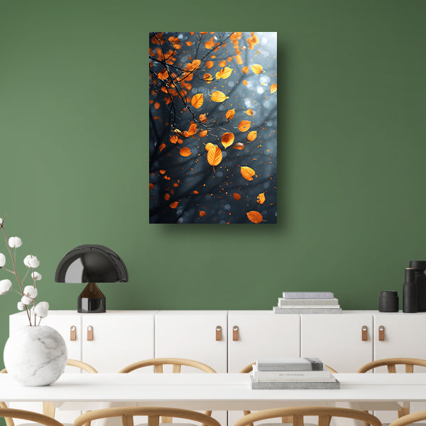 Vallende Herfstbladeren in het Bos canvas