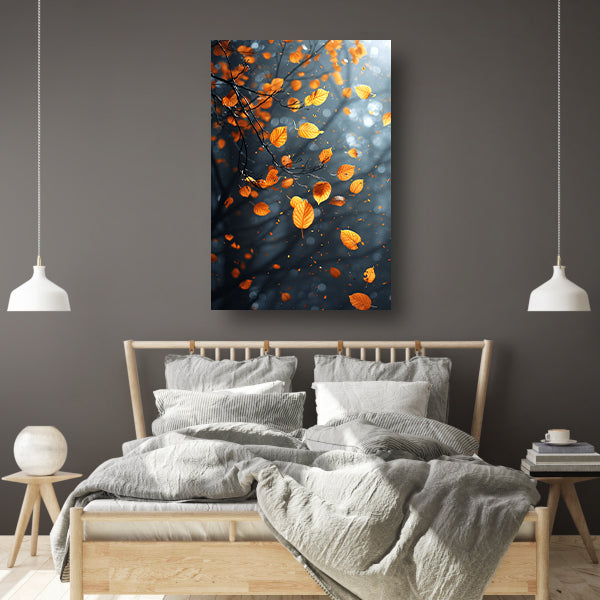 Vallende Herfstbladeren in het Bos canvas