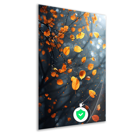 Vallende Herfstbladeren in het Bos poster