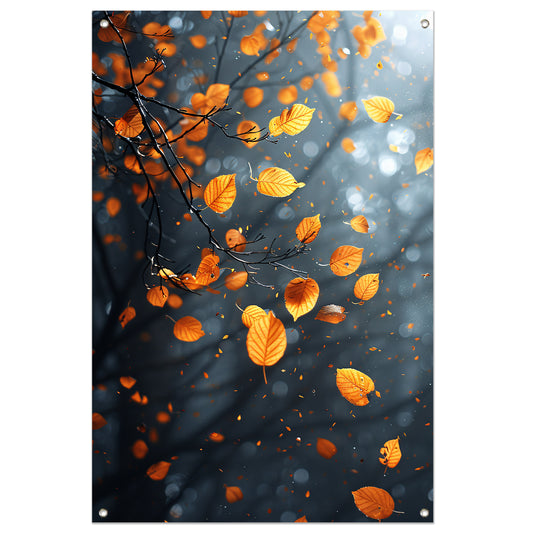 Vallende Herfstbladeren in het Bos tuinposter