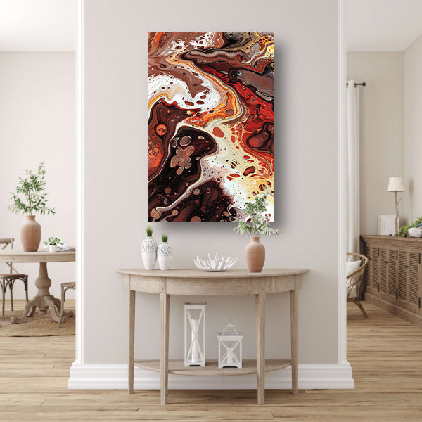 Dynamische abstracte kleurenexplosie op canvas canvas met baklijst