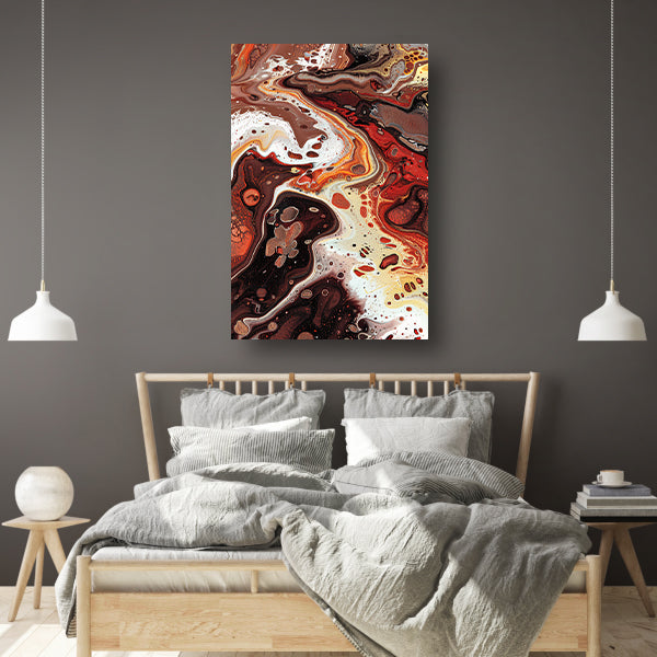Dynamische abstracte kleurenexplosie op canvas canvas met baklijst