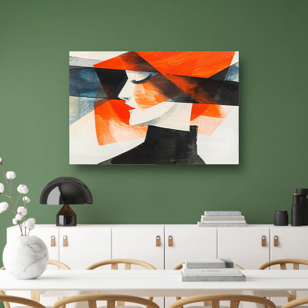 Abstracte kunst van vrouw met hoed canvas met baklijst