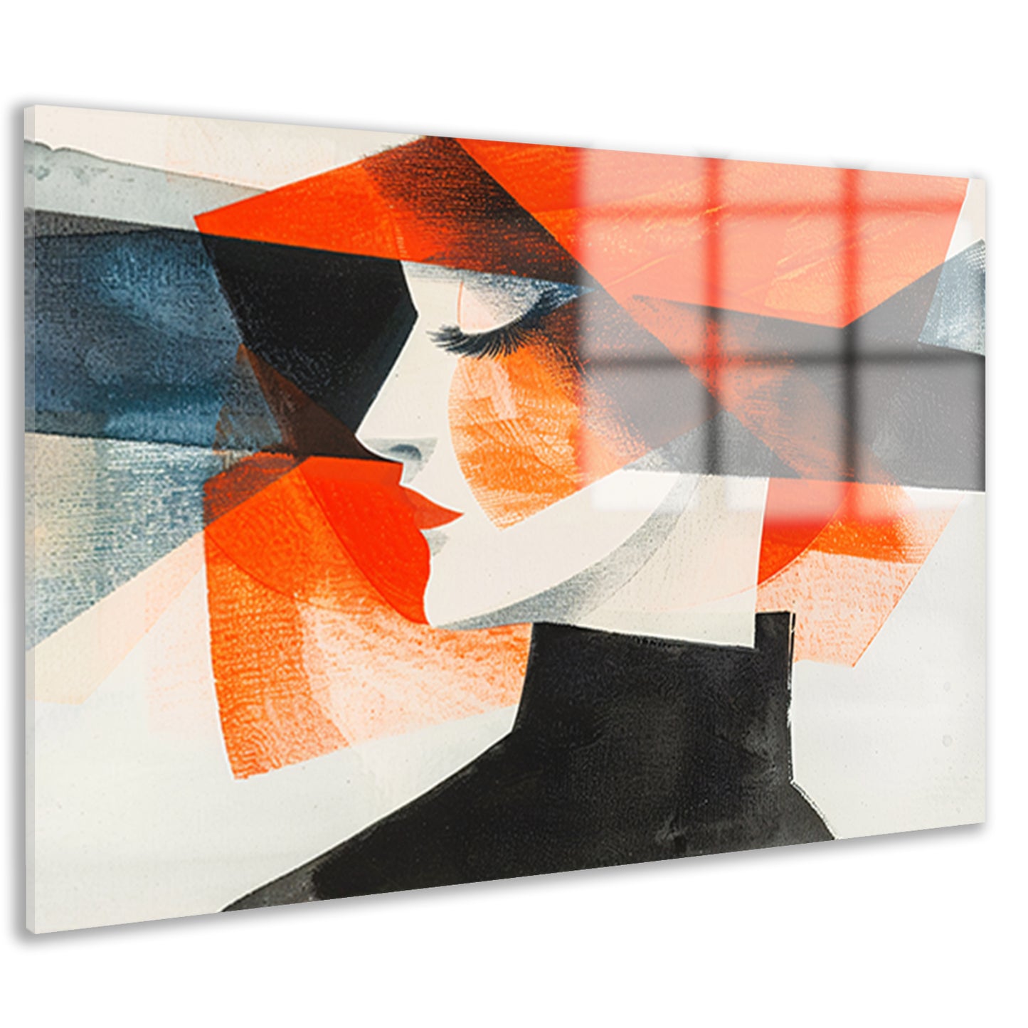 Abstracte kunst van vrouw met hoed acrylglas