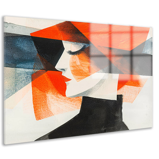 Abstracte kunst van vrouw met hoed acrylglas