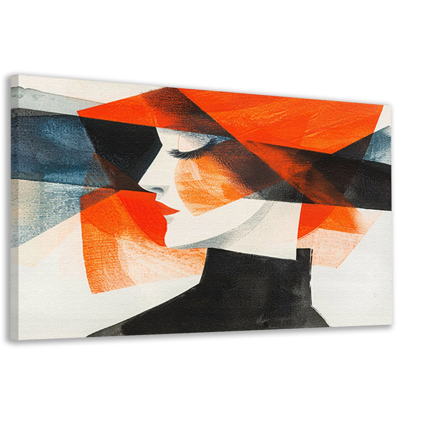 Abstracte kunst van vrouw met hoed canvas