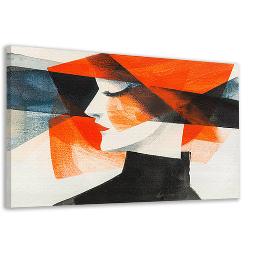 Abstracte kunst van vrouw met hoed canvas