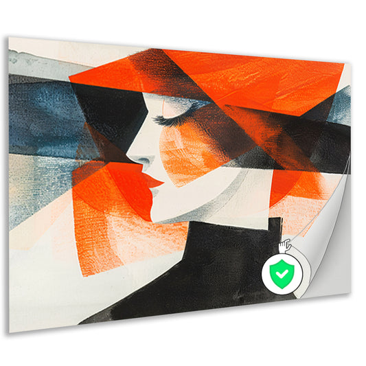 Abstracte kunst van vrouw met hoedposter
