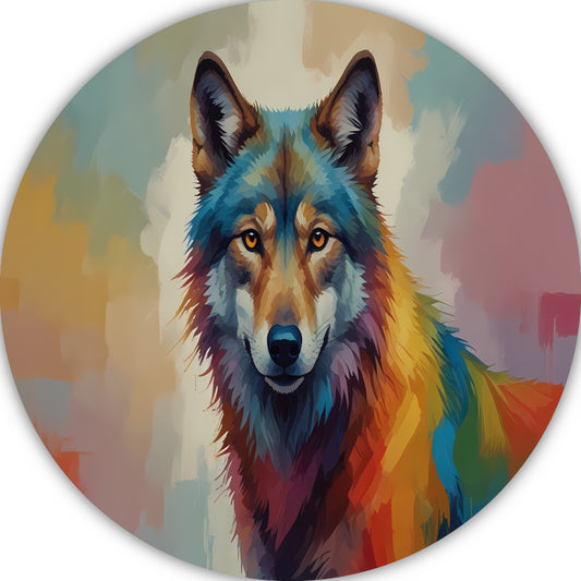 Abstracte kleurexplosie wolf portret forex muurcirkel