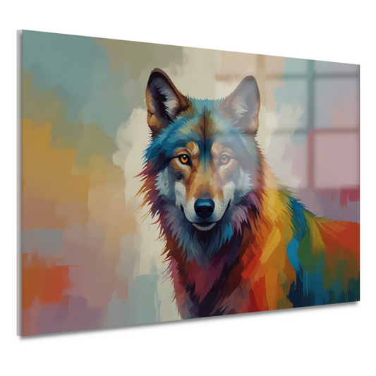 Abstracte kleurexplosie wolf portret acrylglas