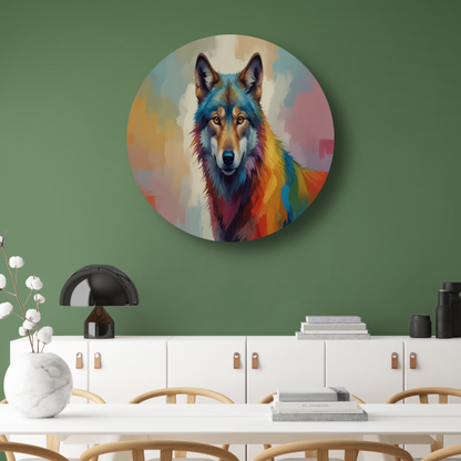 Abstracte kleurexplosie wolf portret forex muurcirkel