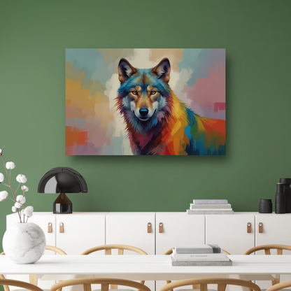 Abstracte kleurexplosie wolf portret poster