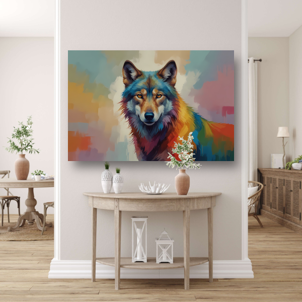 Abstracte kleurexplosie wolf portret poster