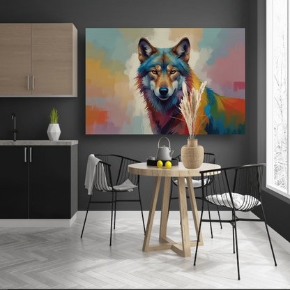 Abstracte kleurexplosie wolf portret poster