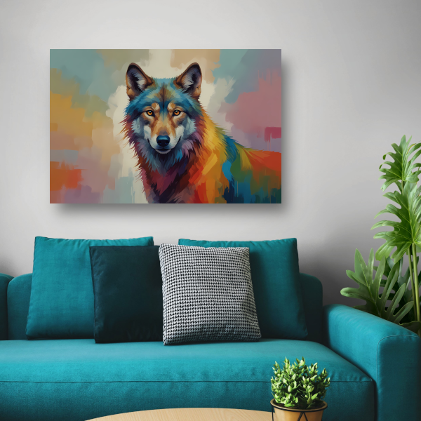 Abstracte kleurexplosie wolf portret poster