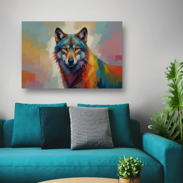 Abstracte kleurexplosie wolf portret acrylglas