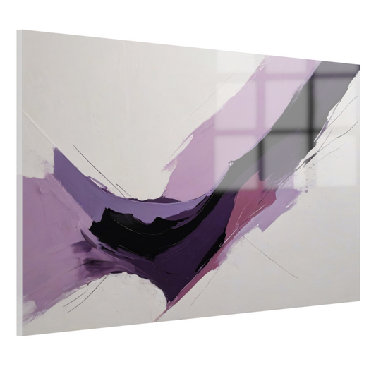 Dynamische abstractie in paars en zwart acrylglas