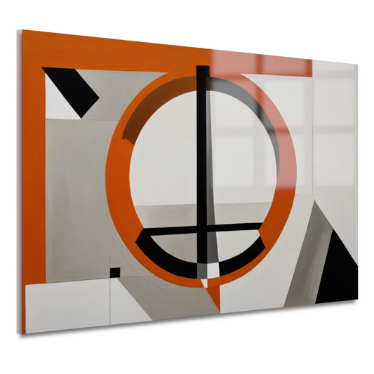 Minimalistisch Ontwerp met Oranje en Zwarte Vormen acrylglas