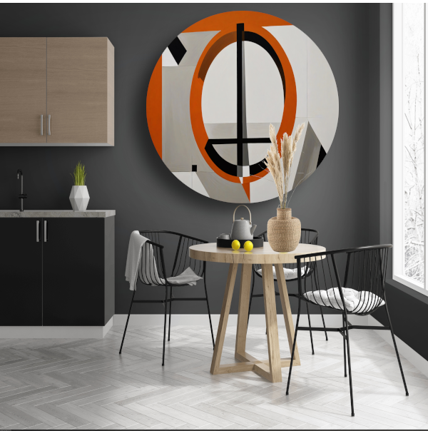 Minimalistisch Ontwerp met Oranje en Zwarte Vormen forex muurcirkel