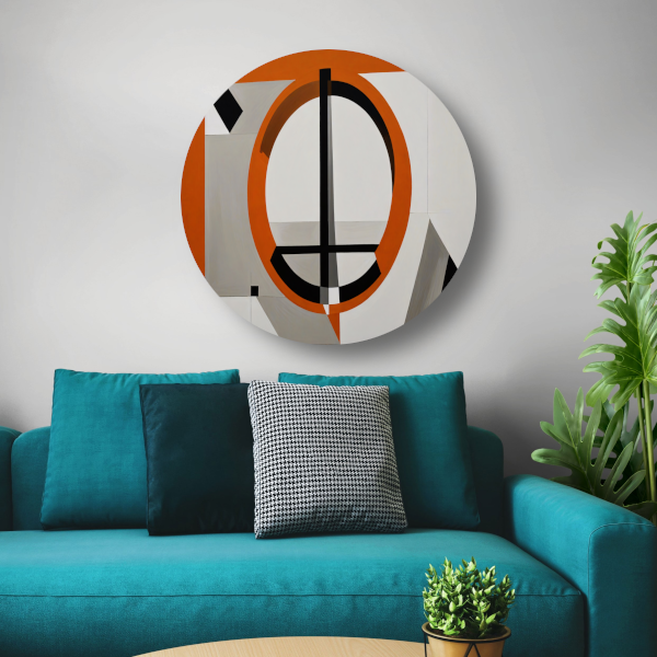 Minimalistisch Ontwerp met Oranje en Zwarte Vormen forex muurcirkel