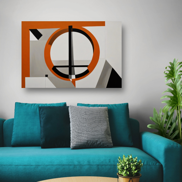 Minimalistisch Ontwerp met Oranje en Zwarte Vormen poster