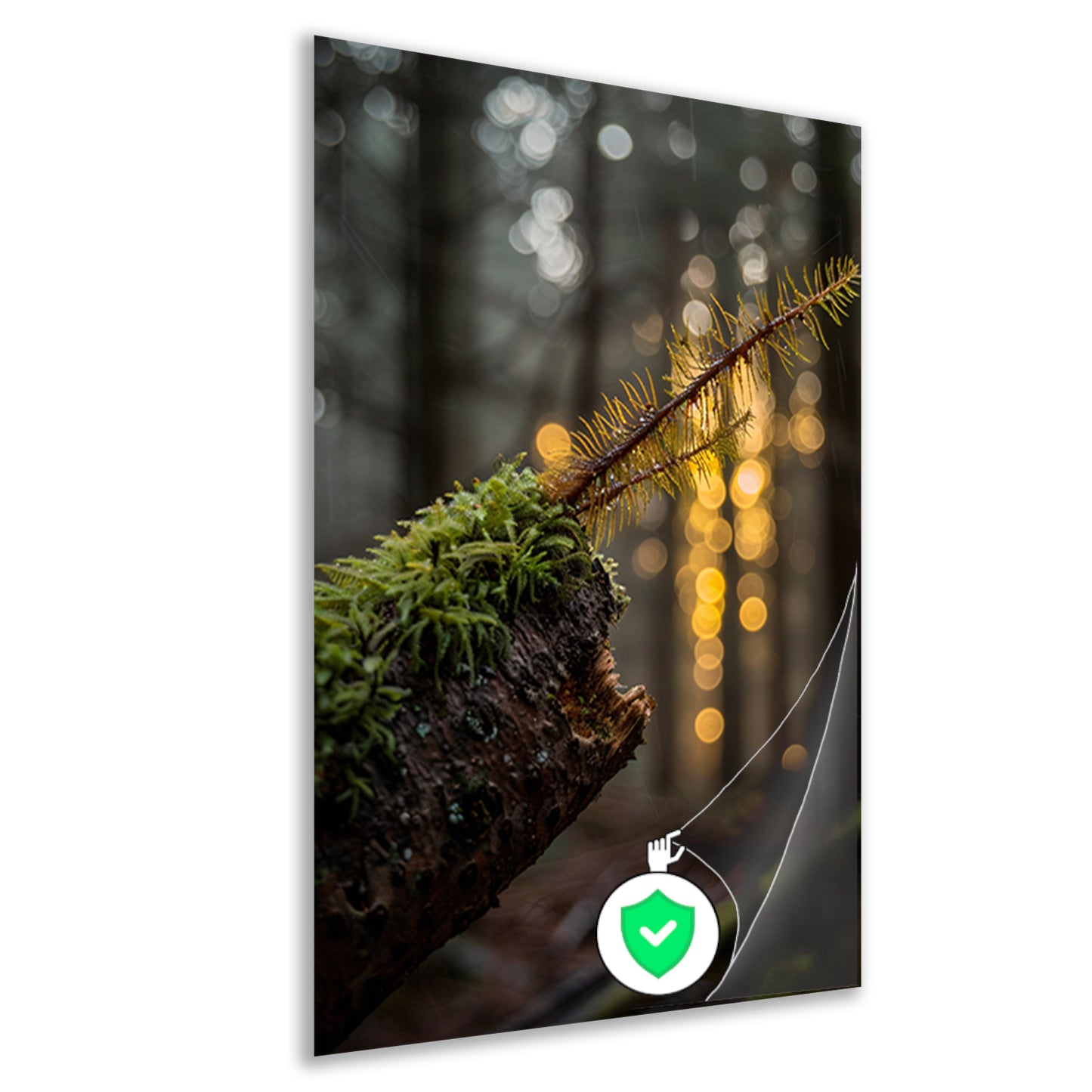 Plant groeit uit mos op hout poster