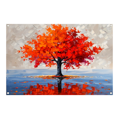 Levendige abstracte herfstboom met reflectie tuinposter