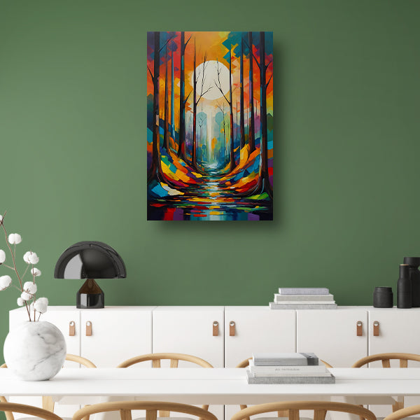 Betoverend Bos in Moderne Kleurenpracht canvas