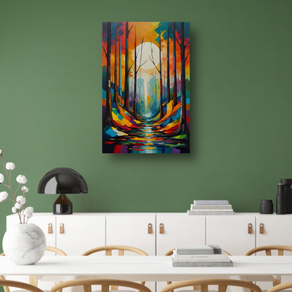 Betoverend Bos in Moderne Kleurenpracht canvas