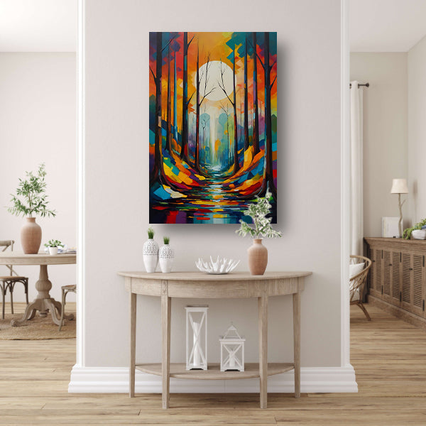 Betoverend Bos in Moderne Kleurenpracht canvas